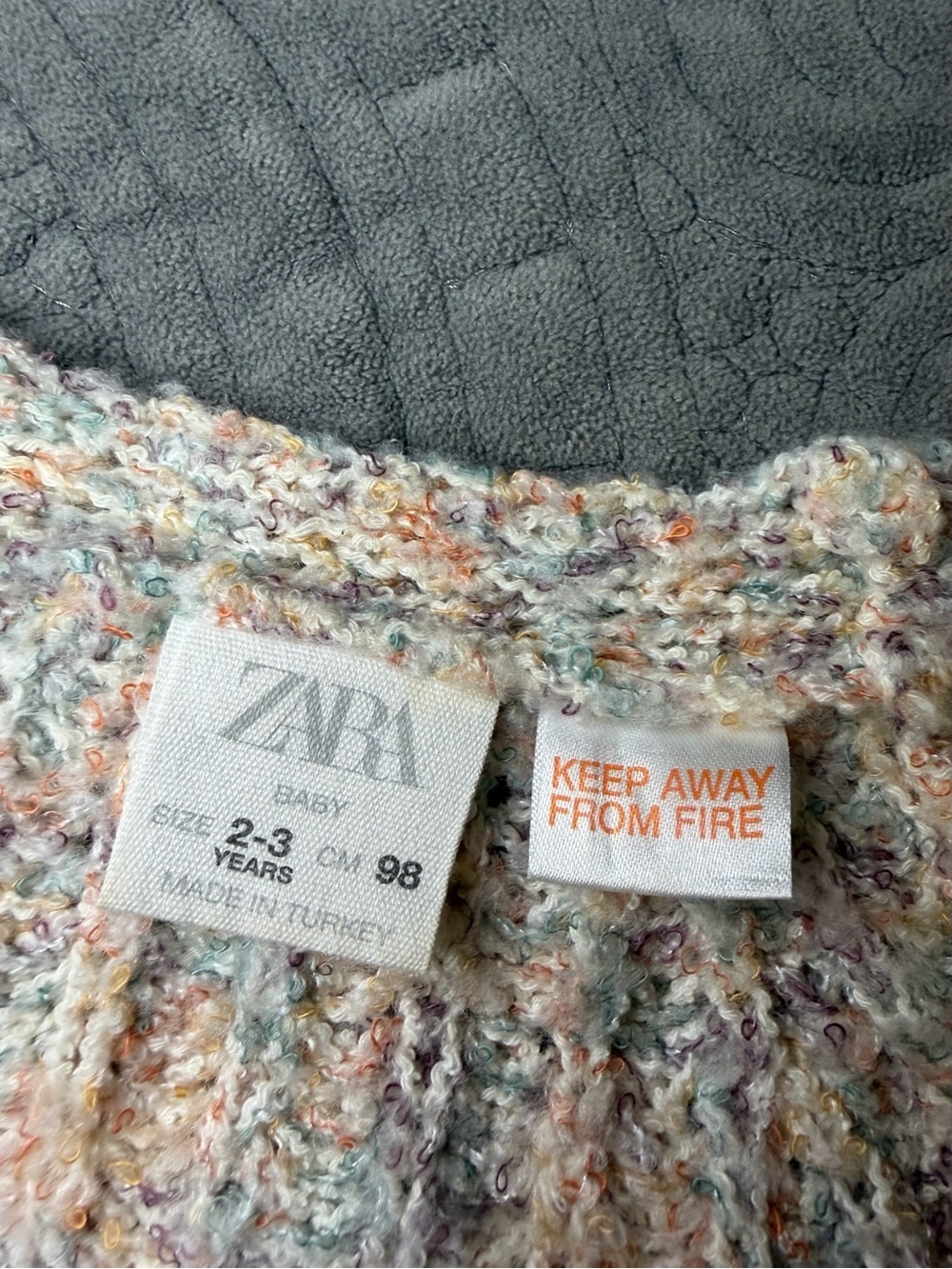 Zara Baby Girls Cardigan 2-3 Years 98 Multicolor Boucle Chunky Knit Sweater - Picture 2 of 5